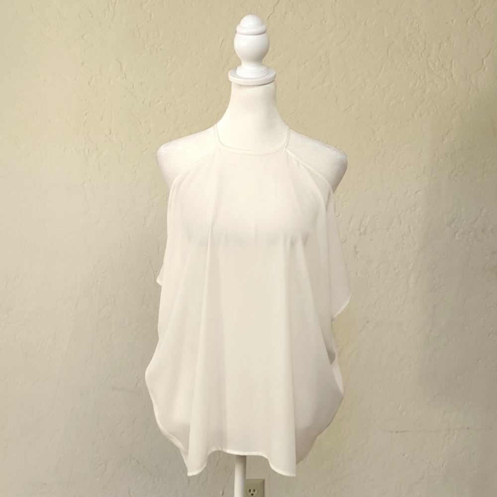Express Cream Cold Shoulder Halter Blouse Size Small